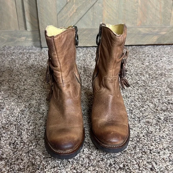 Justin Tan RUSTICO brown distressed leather ankle boots Size 5.5 - Picture 7 of 14